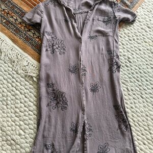 O’Neill Taupe Floral Button-Down Shirt / Long Flowy Cardigan